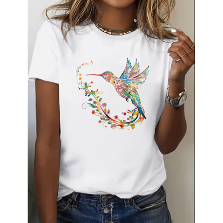 T-shirt Colibri Coloré – Motif Nature Élégant